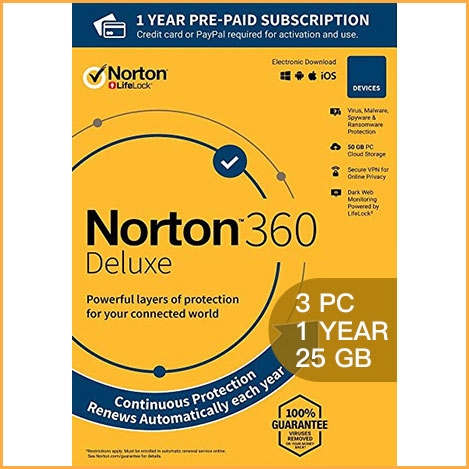 Norton 360 Deluxe - 3 PCs - 1 Year - 25GB Cloud Storage [EU]